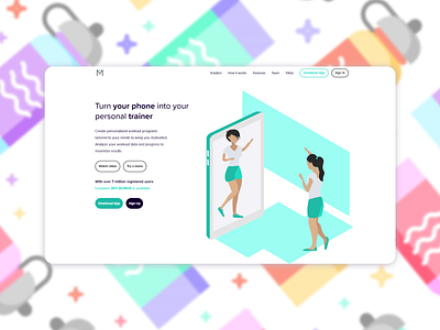 Landing page for workout app design front end front end design landing page ui web web dev web ui