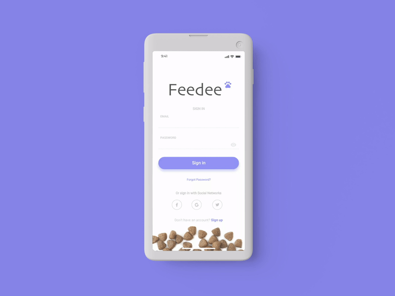 Feedee: pets food adobexd food food app login pet product concept product design sign in signup ui ux