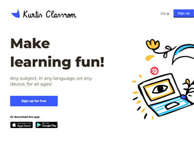 Kurtis Classroom classroom education figma illustration landing landingpage learning learning app ui ux visualdesign