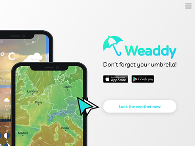 Weaddy: Weather App app cloud rain settings sun temperature time ui ux weather