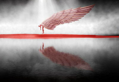 Azael 3d angel azael cinema4d fallen angel lake surrealism water