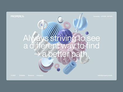 Say hello to Properly! 3d 3d animation c4d clean colorful landingpage light madebyproperly motion pastel properly studio rly shaders shapes ui uiux website