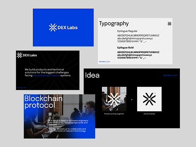 DEX labs - Brand Proposal blue brand brandbook clean crypto dark decentralized design dex labs logo madewithproperly minimal properly studio typography uiux