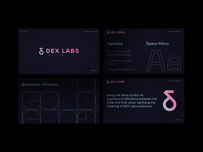 DEX labs - Proposal v2 brandbook branding dark delta design font gradient logo gradients logo madewithproperly minimal properly rly typography ui uidesign uidesignpatterns