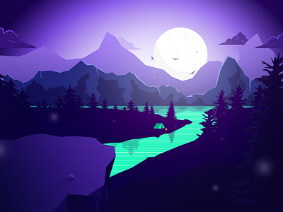 Mountain landscape Illustration by Damian Denis for 10Clouds on Dribbble