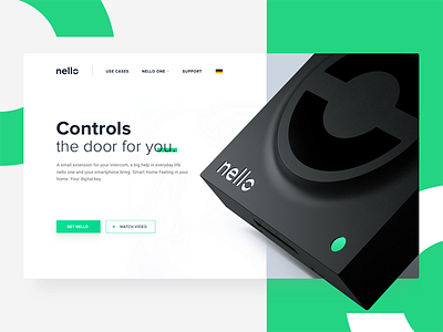 Nello - Landing Page 10c 3d green landing page nello render technology ui ux
