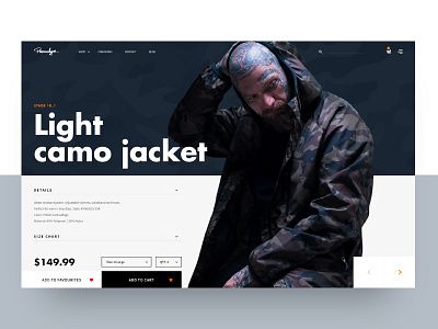 Ecommerce Product Page camo cart ecommerce fashion light model page product shop shopping tattoo ui