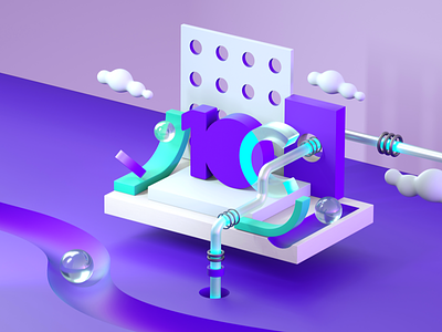 3D Explorations 10clouds 3d ball explore isometric material pipe purple render