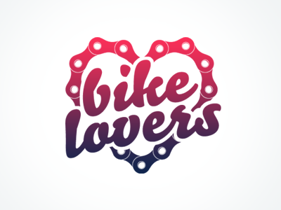 Bike lovers logo bike chain colour doubled heart logo logotype lovers