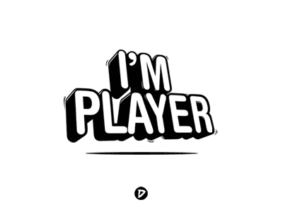 I'm player black doubled im logo perspective player shadow typography white