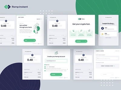 Ramp Instant app blockchain buy cryptocurrency cryptowallet design ethereum fintech green illustration instant interface minimal ramp ui ux uxui verified