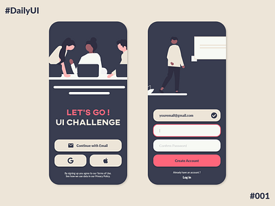 Daily UI Challenge - Day 001 : Sign up app challenge dailyui dailyuichallenge graphic design sign up ui ux