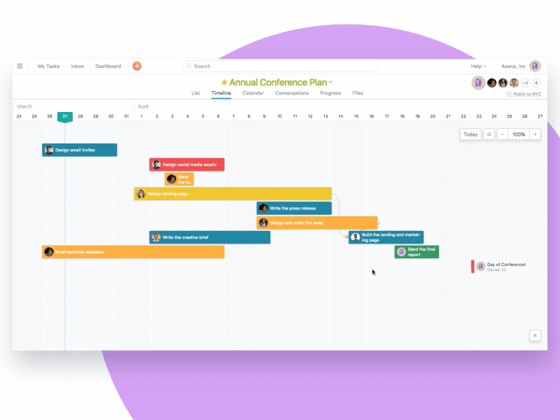 Asana Timeline asana interactive product status timeline ui ux workflow
