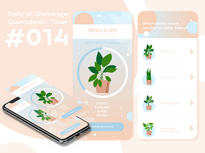 Daily UI Challenge Day 14 app app design countdown dailyui dailyuichallenge design illustration plants timer ui ux vector