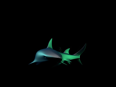 Shark 3d cinema4dart dark green modeling render shark water