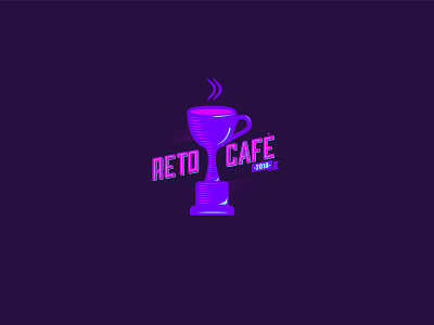 Reto café design illustration logo purple vector