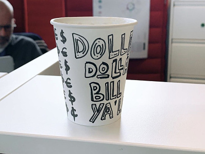 Dolla dolla blackandwhite coffee cup doodles handlettering illustration typography