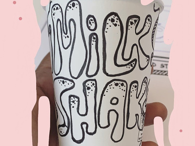 Milkshake blackandwhite coffee cup design doodles handlettering illustration typography
