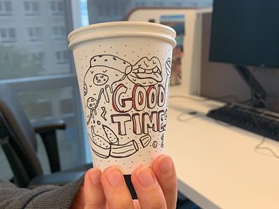 Good times blackandwhite coffee cup design doodles handlettering illustration typography