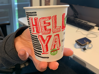 Hell ya! blackandwhite coffee cup design doodles handlettering illustration typography