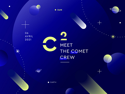 C2 - Meet the Comet Crew acceleration brand branding branding design comet crew espace event fast geometry identity laboratory logo meet planet space star technology transformation universe