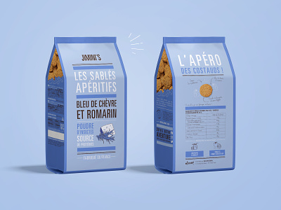 Packaging shortbreads / blue goat cheese & rosemary - Jimini's apero apéritif biscuit blue brand branding branding design cheese color creative design art eat food graphism illustration insect packaging sablé shortbread typogaphy