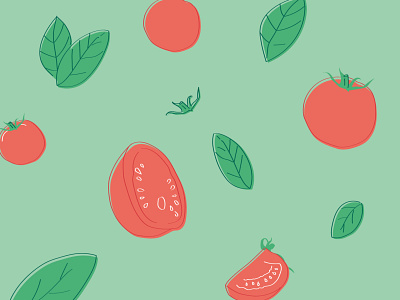 Illustration tomato & basilic art basilic brand branding color creative creative design design draw drawing food graphic illustration pattern tomato