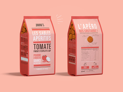 Packaging shortbreads tomato & Espelette chili pepper - Jimini's apero apéritif art biscuit brand brand identity branding design creative design food graphism illustration insect packaging piment despelette red sablé shortbread tomato typography