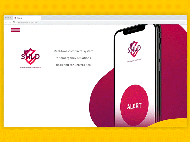 SHLD - Landing Page app branding landing page safety web