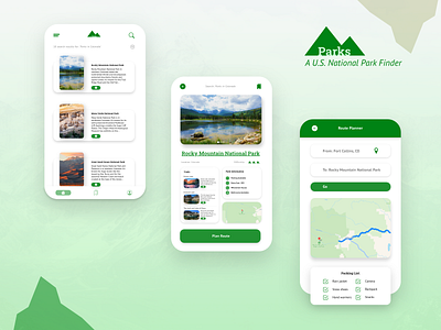 U.S. National Parks App Concept android app conceptual design flat ios minimal mountains national parks ui uidesign ux uxdesign