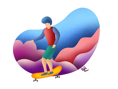 Skateboard baby apple baby boy digital illustration ipad ipadpro paint procreate skate skateboard wave