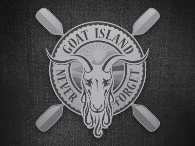Goat Island Life Badge badge denim goat grayscale island kayak lake lifebadge logo vector