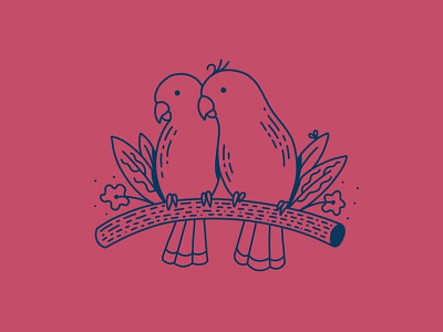 Lovebirds birds colorful illustration monoline procreate