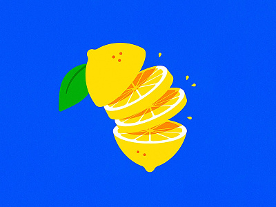 Lemonade blue colorful illustration lemon lemonade slices yellow
