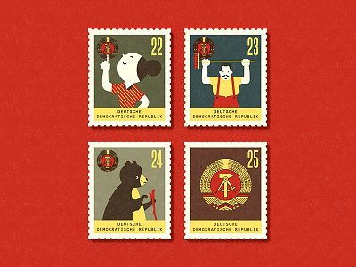Stamps colorful ddr design germany illustration museum stamps worker