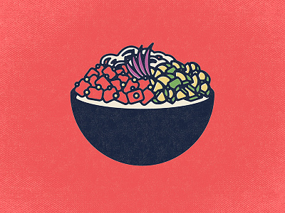 Poke avocado bowl colorful design dinner food illustration poke pokebowl rice salmon sushi