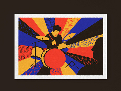 Whiplash cinema colorful design drums illustration jazz movies postcards whiplash