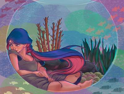 Fishbowl animation artwork design digital art digital illustration digital painting drawing girl graphic design illustration procreate
