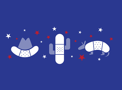 Texas Band-aid icons armadillo branding cactus cowboy hat design flat icon illustration vector