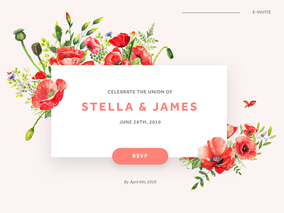 Floral Theme Wedding E-Invite