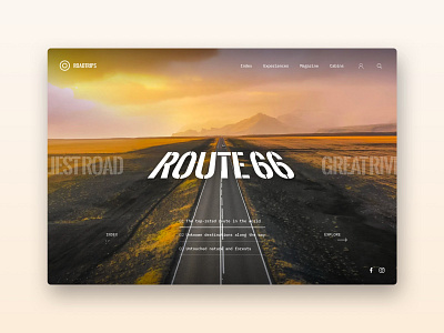 Roadtrips Landing Page 2020 concept design ideas practice roadtrip tourism travel typography uidesign uxdesign