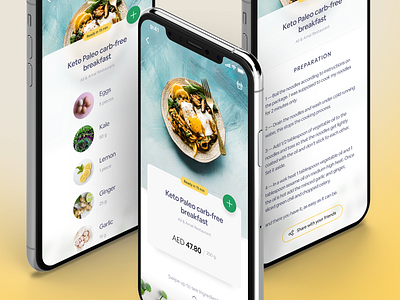 Recipe Details - App Design 2020 app appdesign blue design dubai exploration food foodapp friends ingredient ingredients recipe recipes share ui uidesign uiux ux yummy