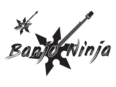 Banjo Ninja logo mockup branding illustrator logo musician vector