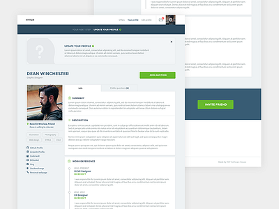 Hytch.io app application clean design flat interface profile responsive ui ux web web design