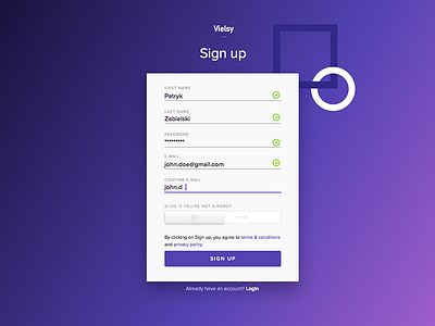 Sign up by Patrick Westwood on Dribbble