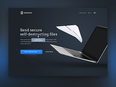 Durinstag blue clean dailyui dark files homepage landing page modern secure securely