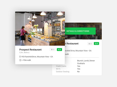 VR - Widget food location map responsive restaurant results ui ux web widget