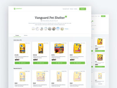 Shelter Project charity design list material design pets products responsive shelter web