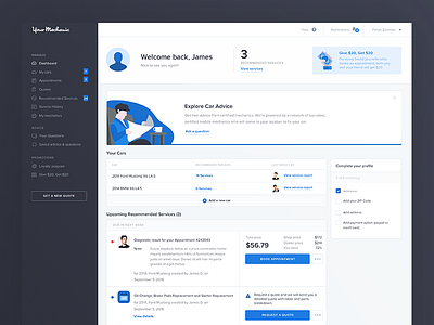 YourMechanic - Dashboard by Patrick Westwood on Dribbble