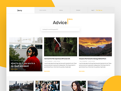 Jerry MVP - Advice advice article articles interface news page ui ux
